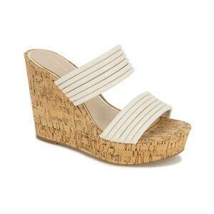 Kenneth Cole New York Cailyn Wedge Sandal Ecru 7.5 New MSRP $119